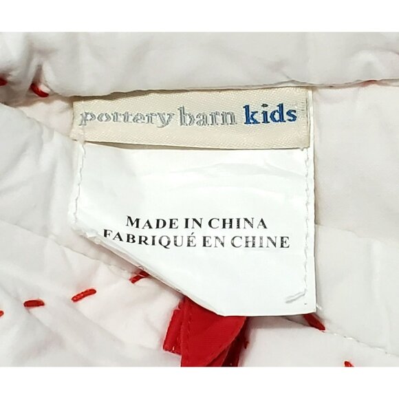 Pottery Barn Kids Quilted Pillow Sham Euro 26.5" Square Red Holiday Christmas - Picture 5 of 9